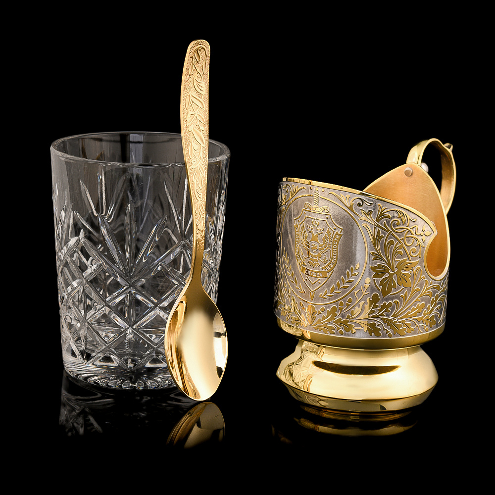 Подстаканник с ложечкой «Герб ФСБ». Златоуст - интернет магазин Русь Велика я фото 3