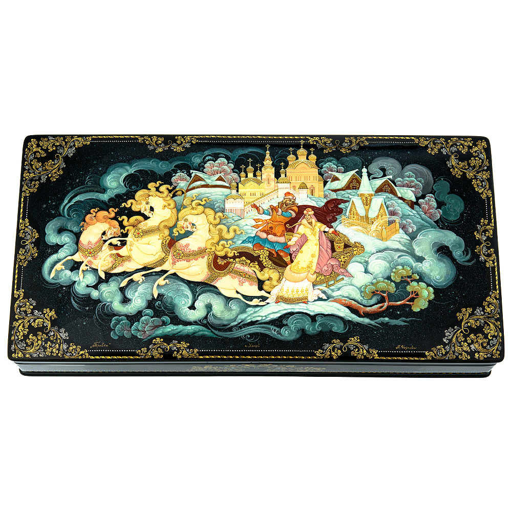 Шкатулка с художественной росписью «Тройка» - интернет магазин Русь Велика я 