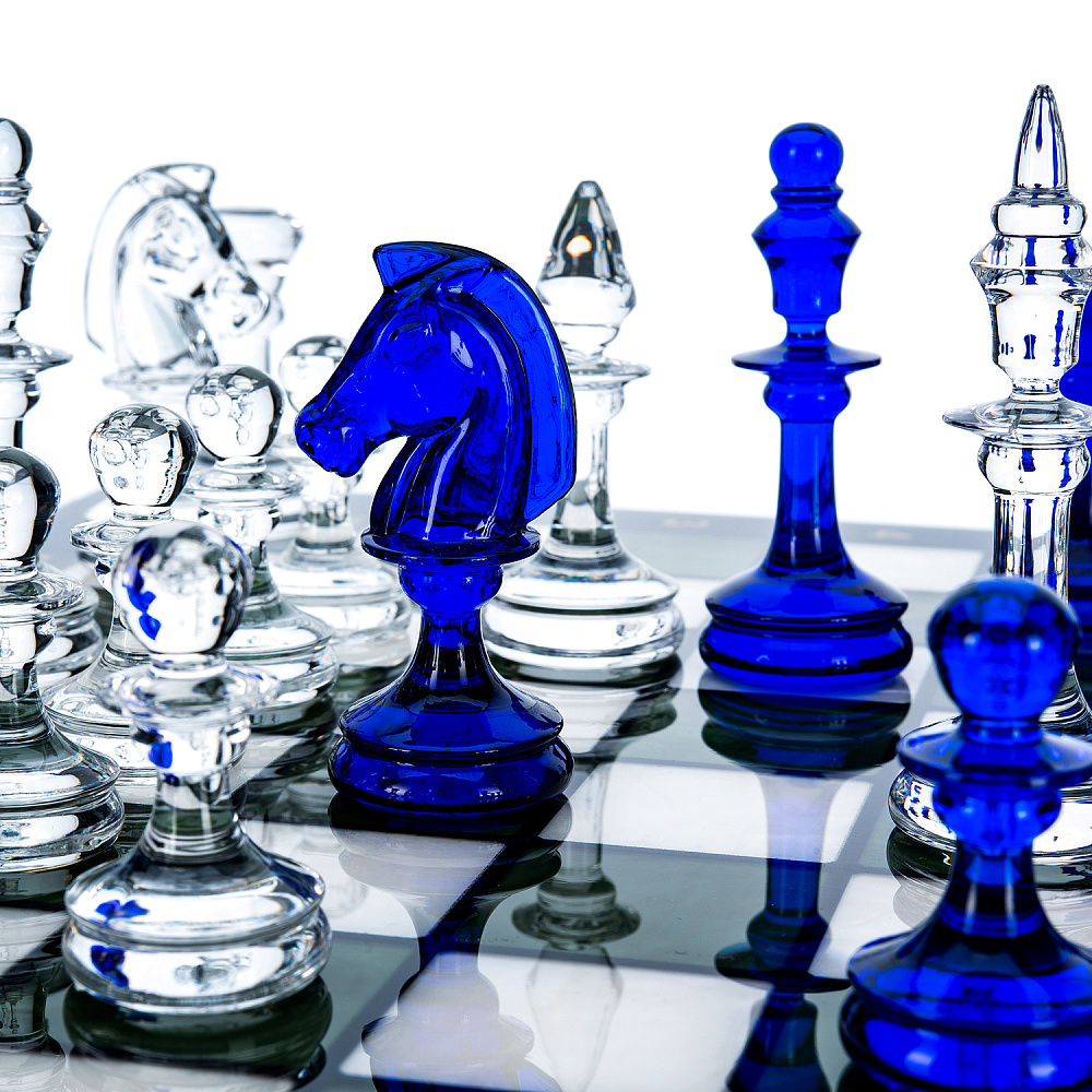 Шахматы с перламутром и стеклянными фигурами 45х45 см - интернет магазин Русь Велика я фото 6