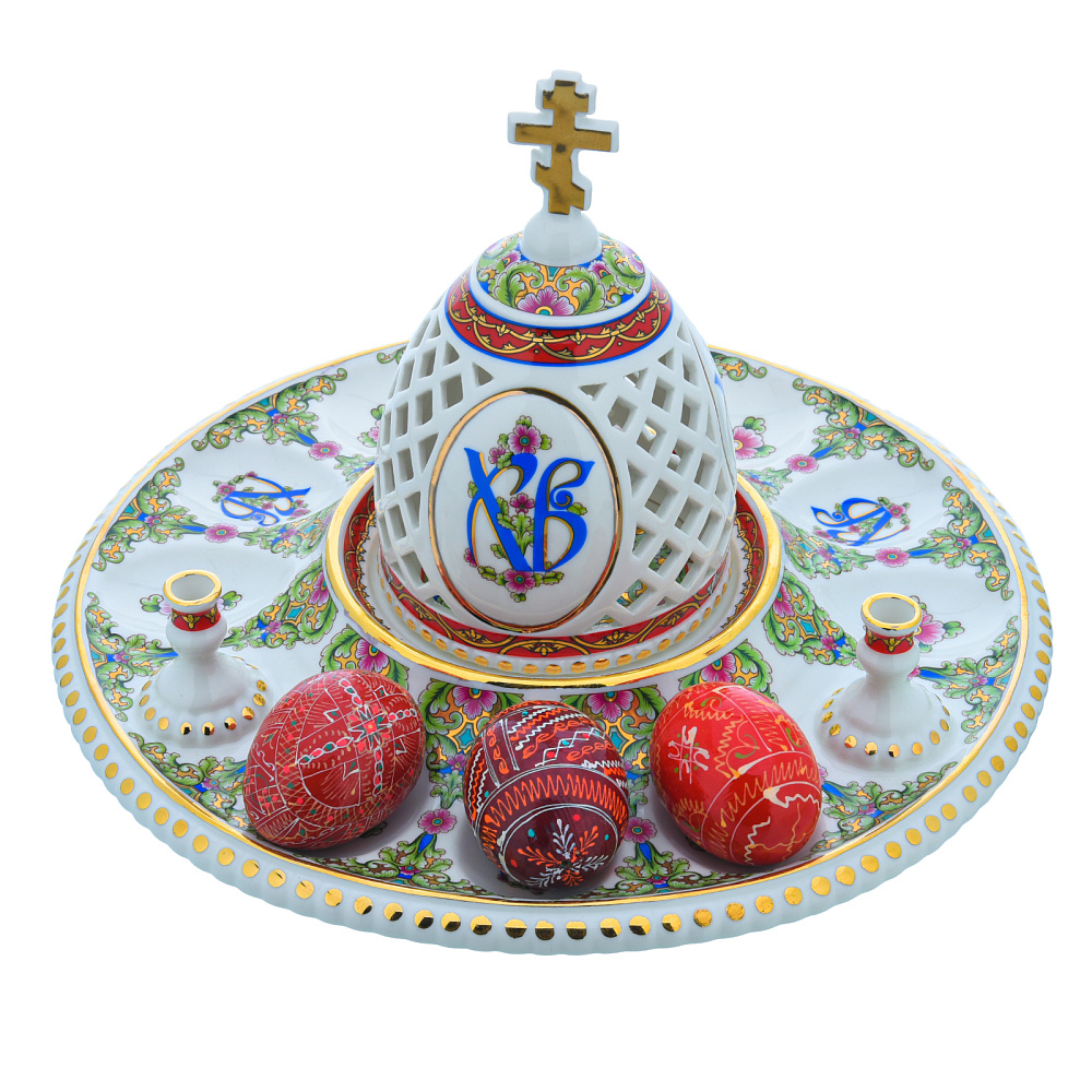 Пасхальница с ажурной крышкой. Гжель в цвете и золоте - интернет магазин Русь Велика я фото 1