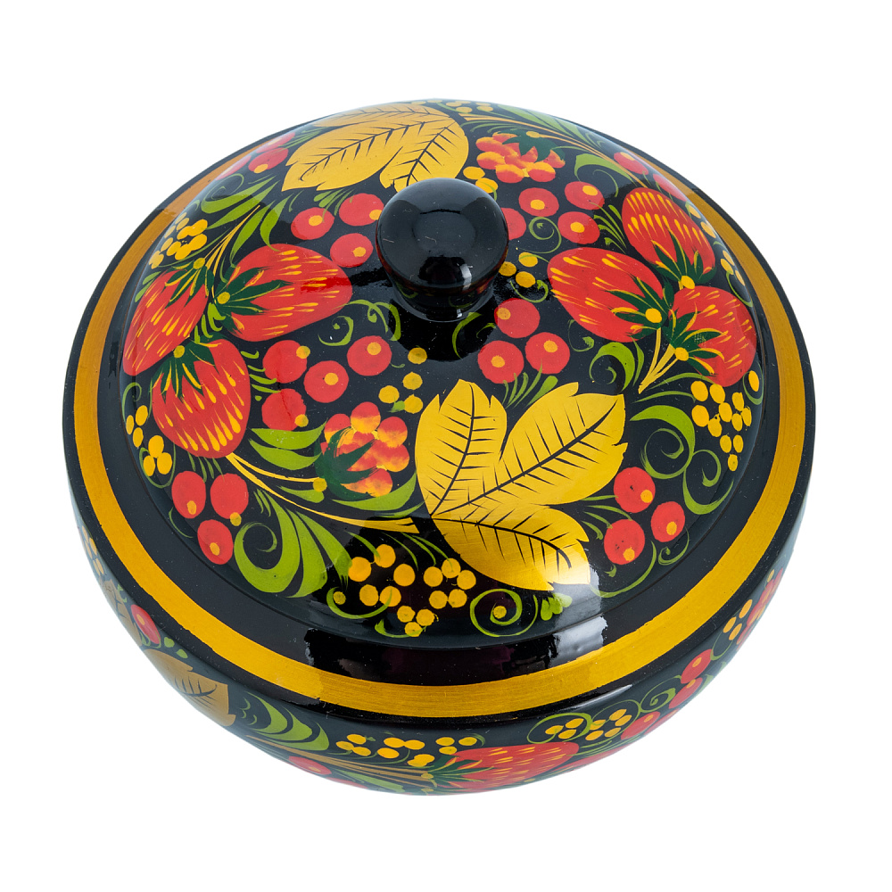 Сахарница «Клубника». Хохлома - интернет магазин Русь Велика я фото 1