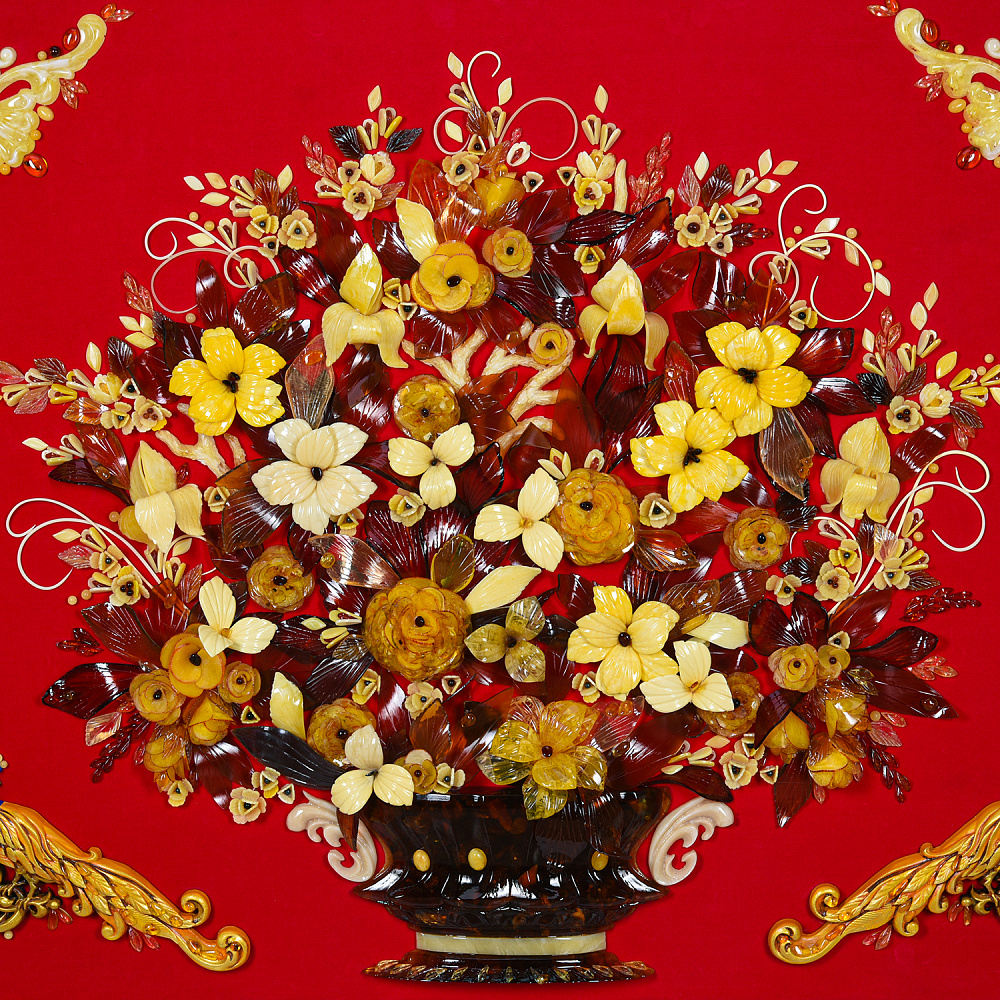 Картина янтарная «Роскошь цветов» 80х100 см - интернет магазин Русь Велика я фото 1