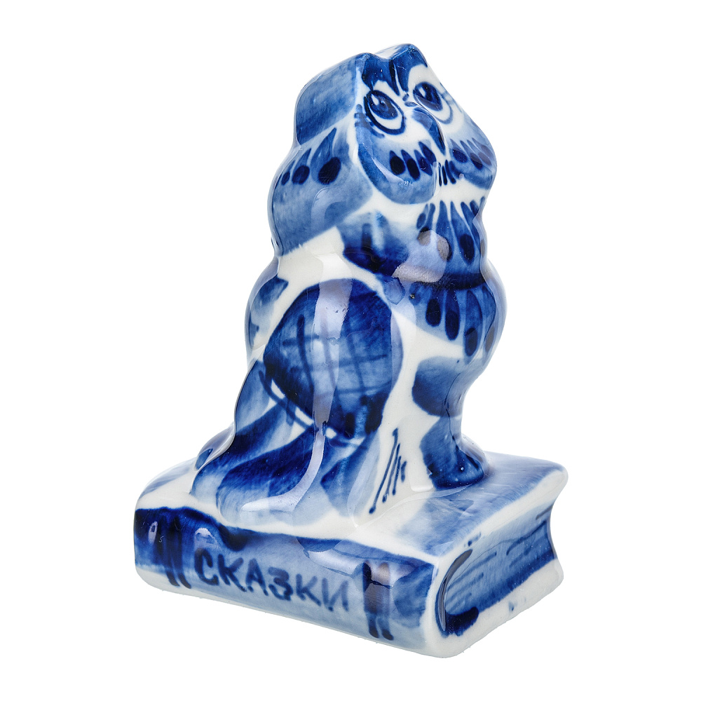 Статуэтка «Сова на книге». Гжель - интернет магазин Русь Велика я фото 1