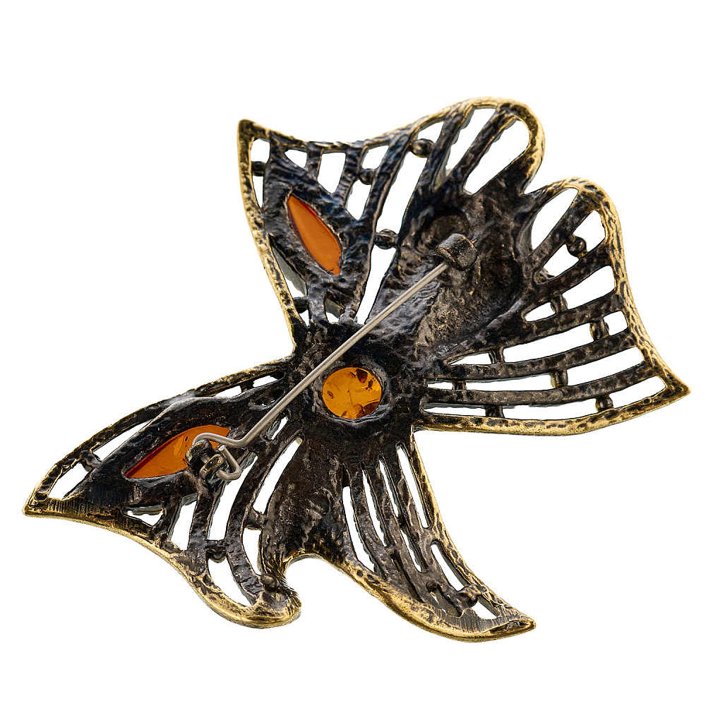 Брошь с янтарем «Праздничный бантик» - интернет магазин Русь Велика я фото 1