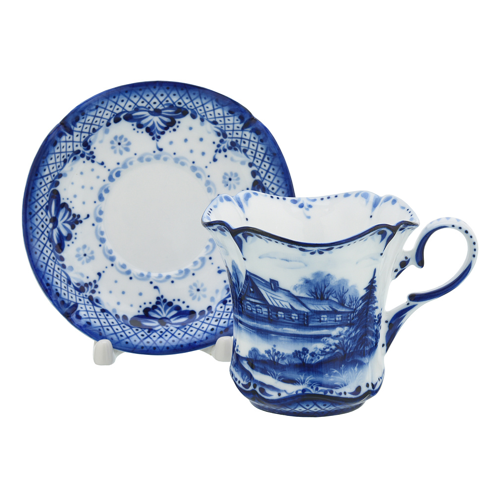 Чайный сервиз на 6 персон «Лето в деревне». Гжель - интернет магазин Русь Велика я фото 3