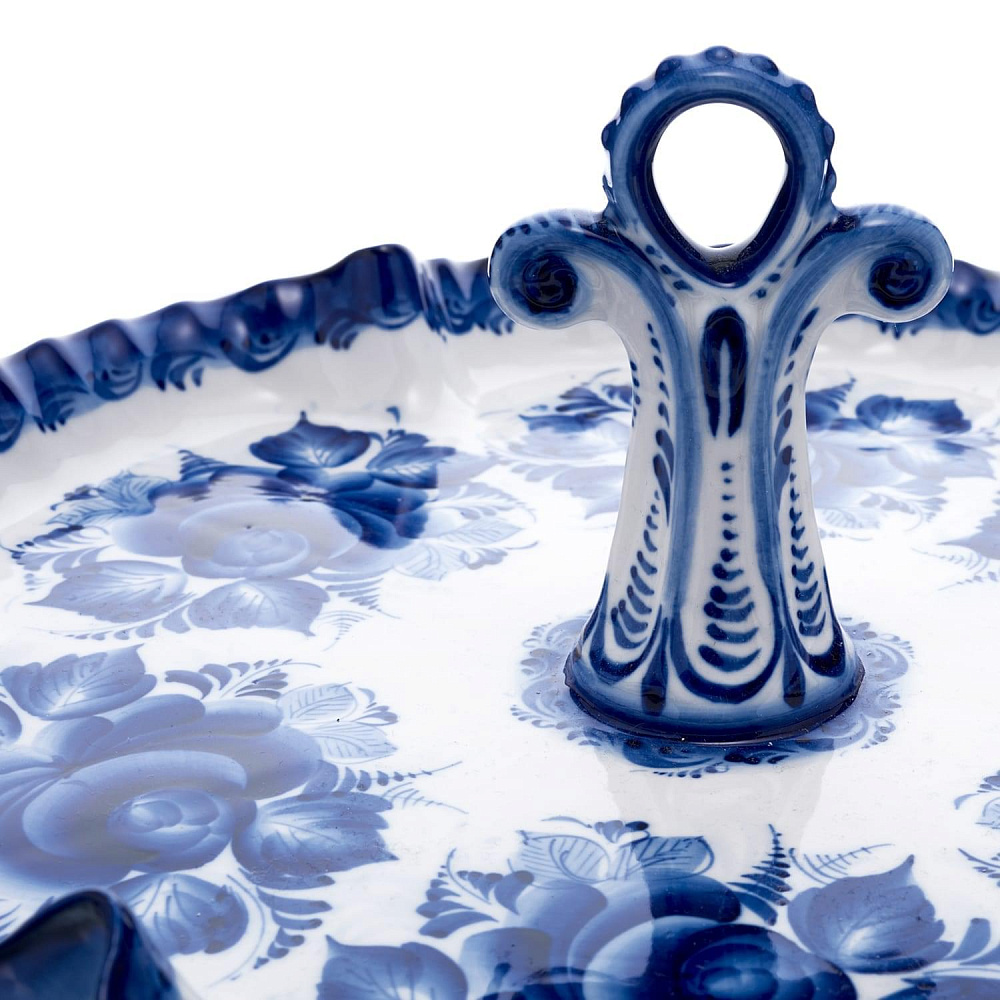 Менажница большая. 6 салатников на блюде. Гжель - интернет магазин Русь Велика я фото 5