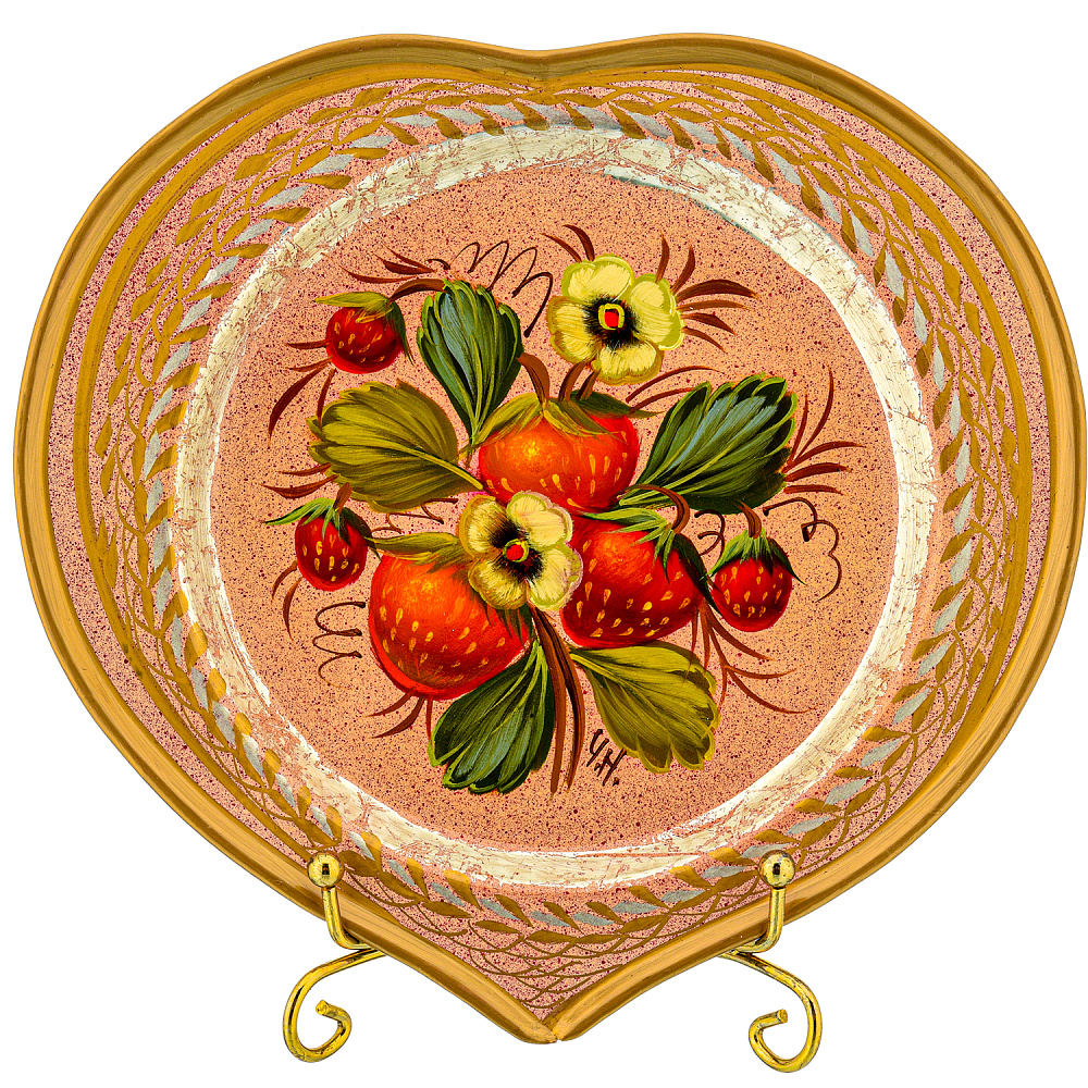 Поднос с авторской росписью 17х16 см - интернет магазин Русь Велика я 