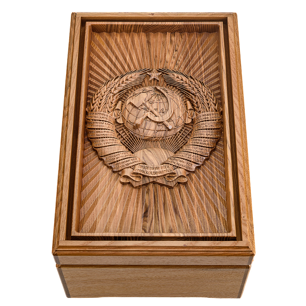 Русское лото в резной шкатулке из ясеня «Герб СССР» - интернет магазин Русь Велика я 