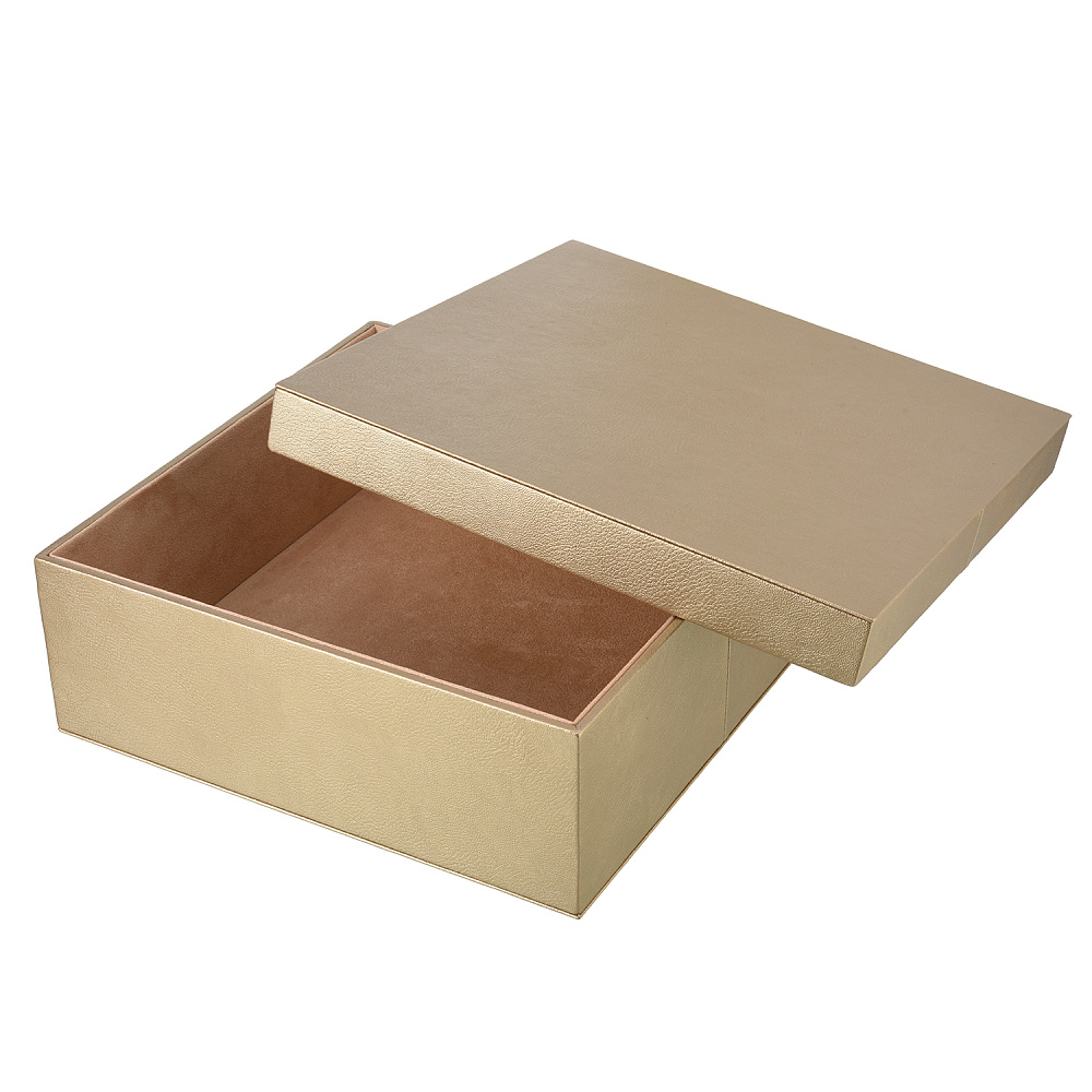 Подарочная упаковка из экокожи бежево-перламутровая 30х30х10 см - интернет магазин Русь Велика я фото 1