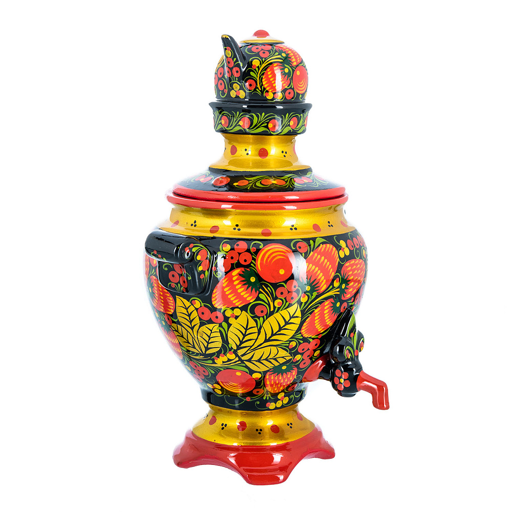 Сувенирный самовар-шкатулка «Клубника». Хохлома - интернет магазин Русь Велика я фото 2