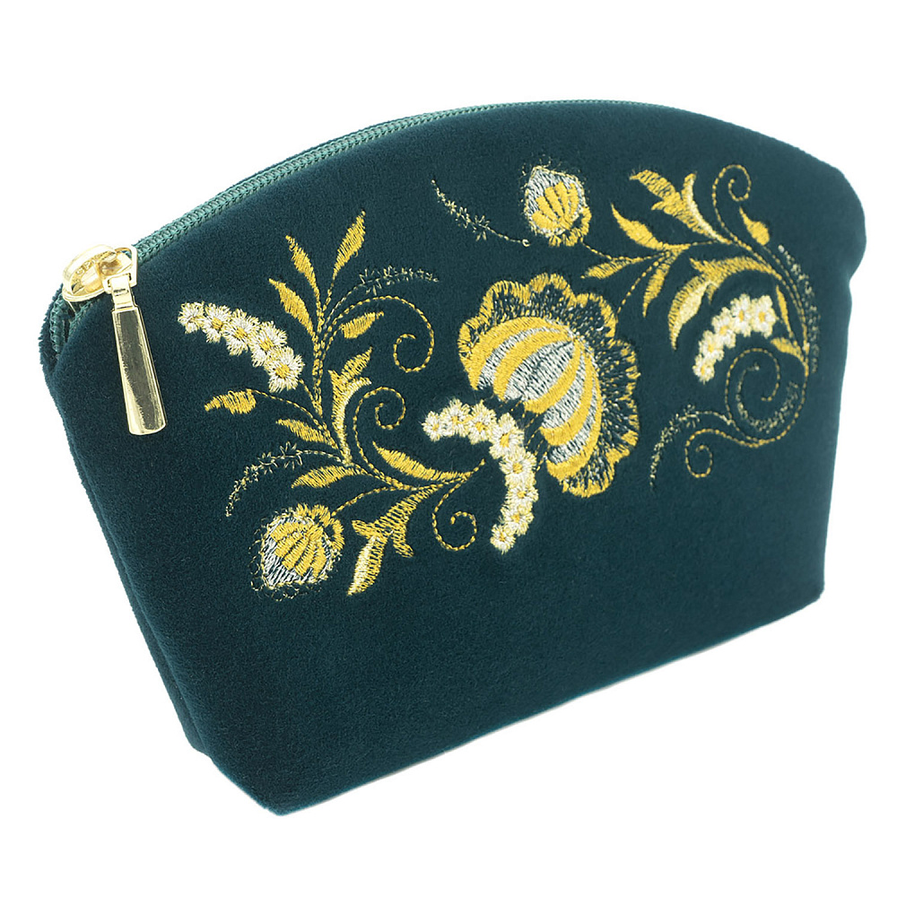 Косметичка «Серенада». Цвет морской волны с вышивкой - интернет магазин Русь Велика я 