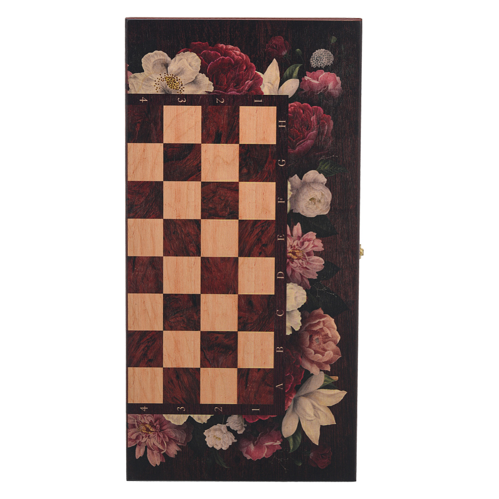 Шахматы-нарды-шашки деревянные «Цветы» 50х50 см - интернет магазин Русь Велика я фото 7