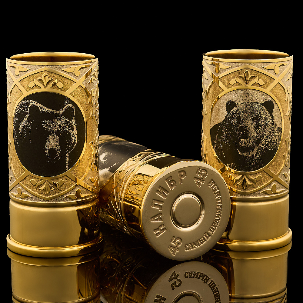 Набор стопок-гильз «Медведь». Златоуст - интернет магазин Русь Велика я фото 1
