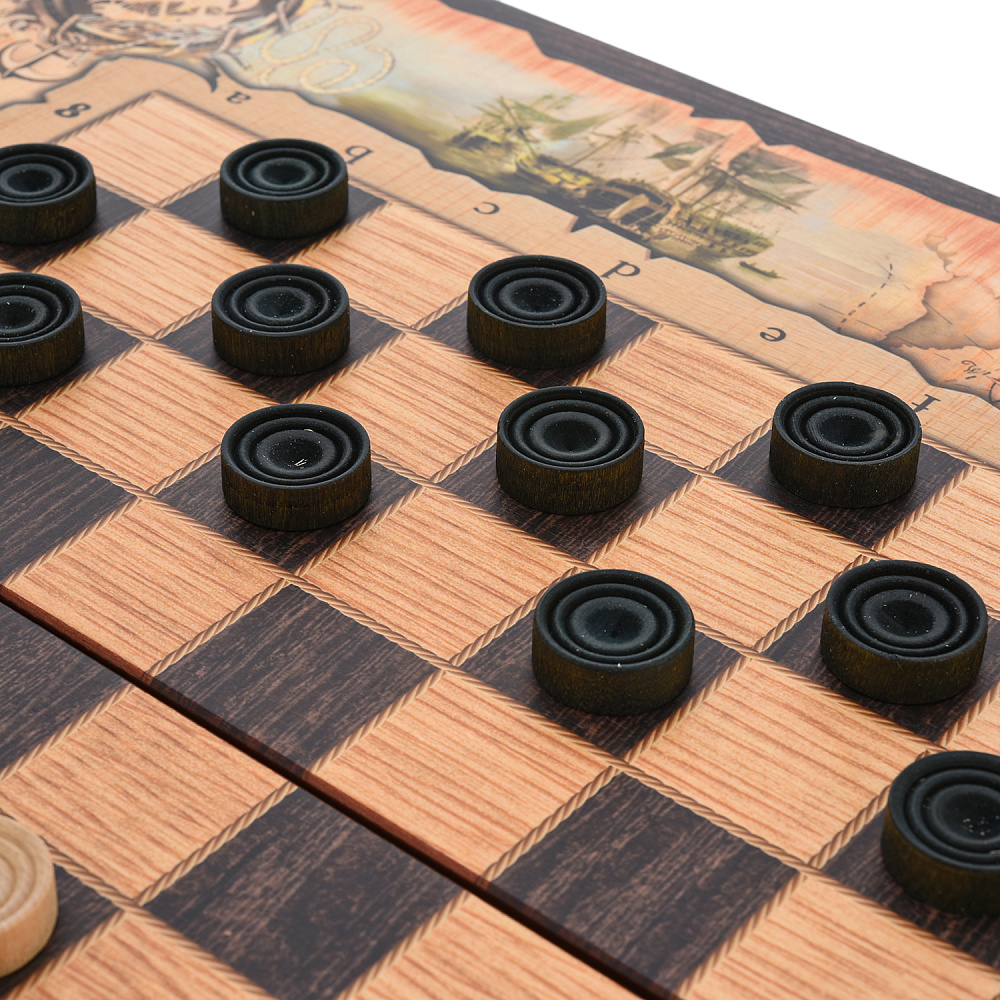 Шахматы-нарды-шашки деревянные «Морские» 50х25 см - интернет магазин Русь Велика я фото 9