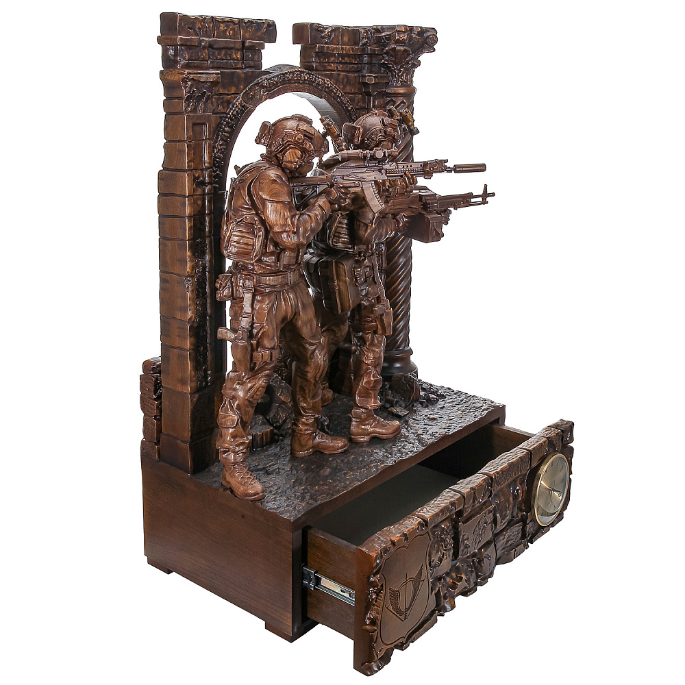 Деревянные резные часы «ССО». Высота 102 см - интернет магазин Русь Велика я фото 4