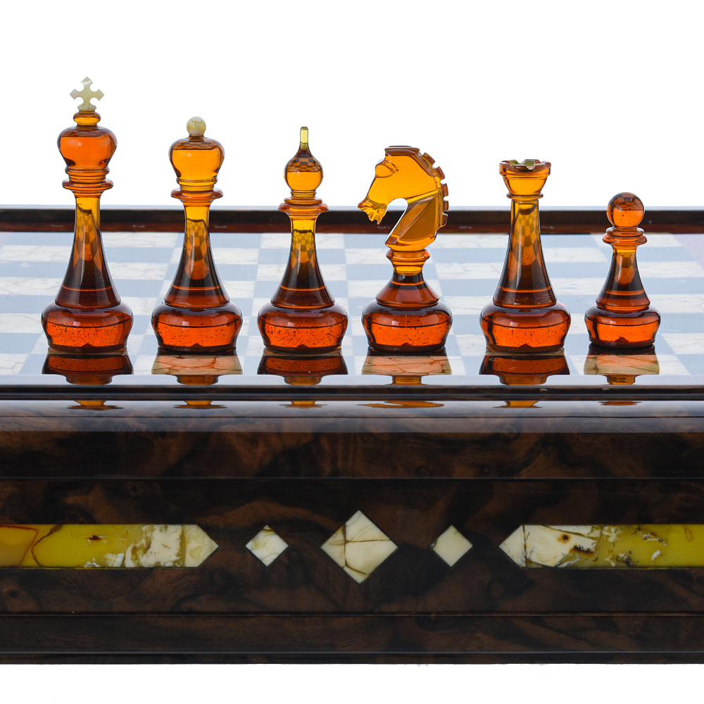 Шахматы с янтарными фигурами «Аристократ» 47х47 см - интернет магазин Русь Велика я фото 2