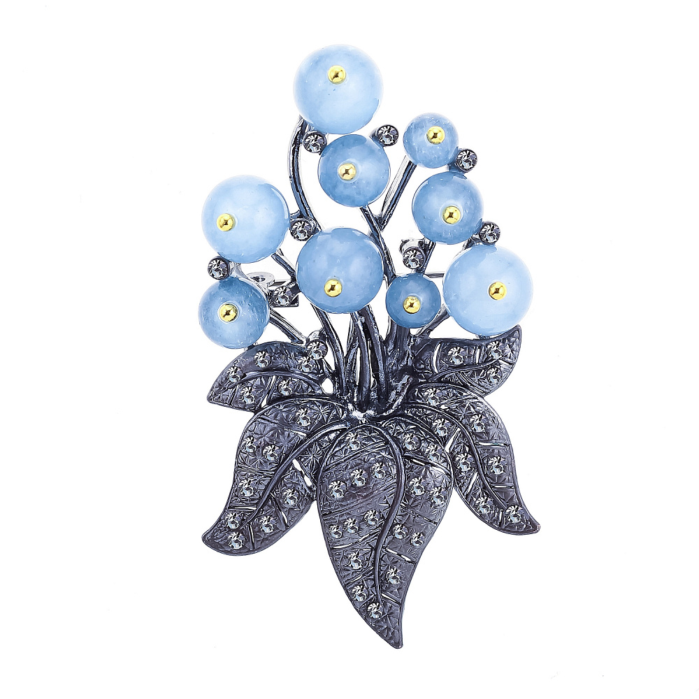 Брошь с халцедоном и стразами - интернет магазин Русь Велика я 