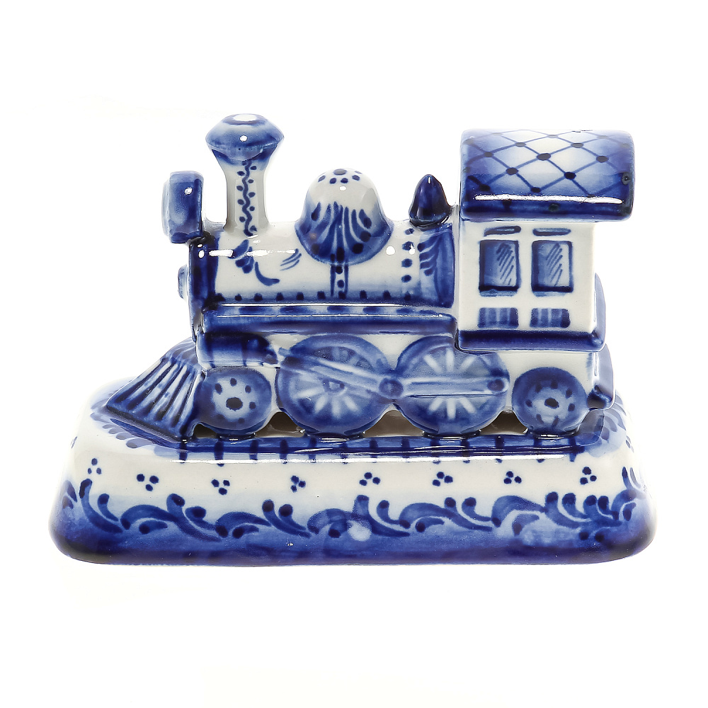 Скульптура «Паровоз». Гжель - интернет магазин Русь Велика я 