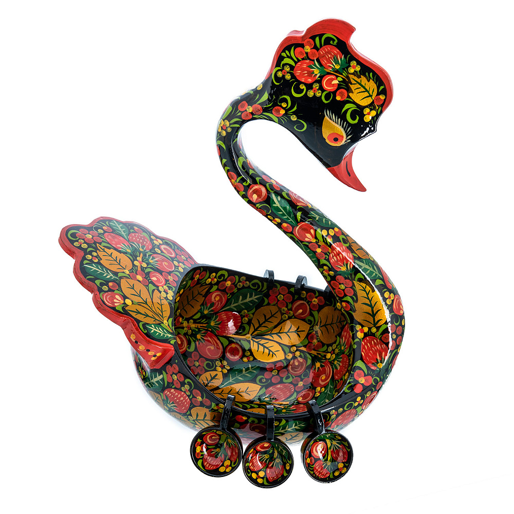 Братина с ковшиками «Лебедь». Хохлома - интернет магазин Русь Велика я фото 3