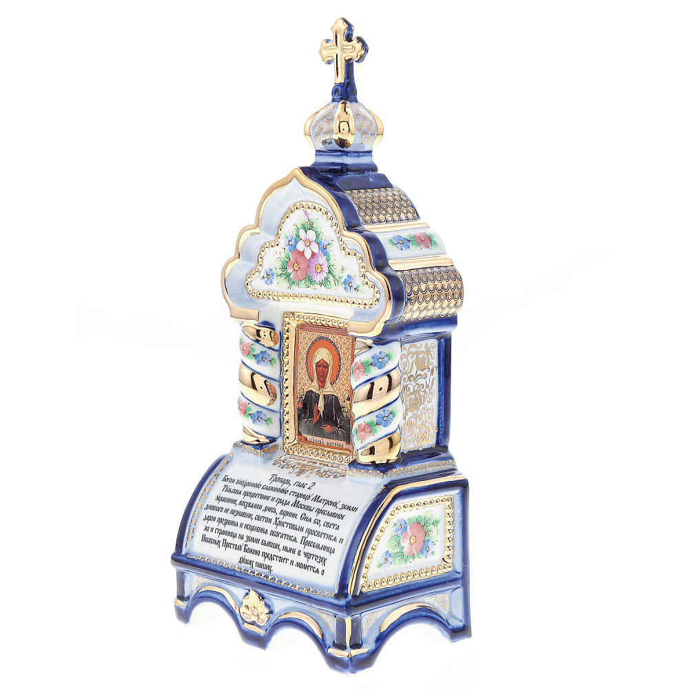 Киот настольный «Матрона Московская». Гжель 10х23 см - интернет магазин Русь Велика я фото 1