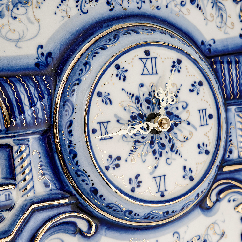 Часы настенные фарфоровые «Железнодорожные». Фарфор Гжель - интернет магазин Русь Велика я фото 2