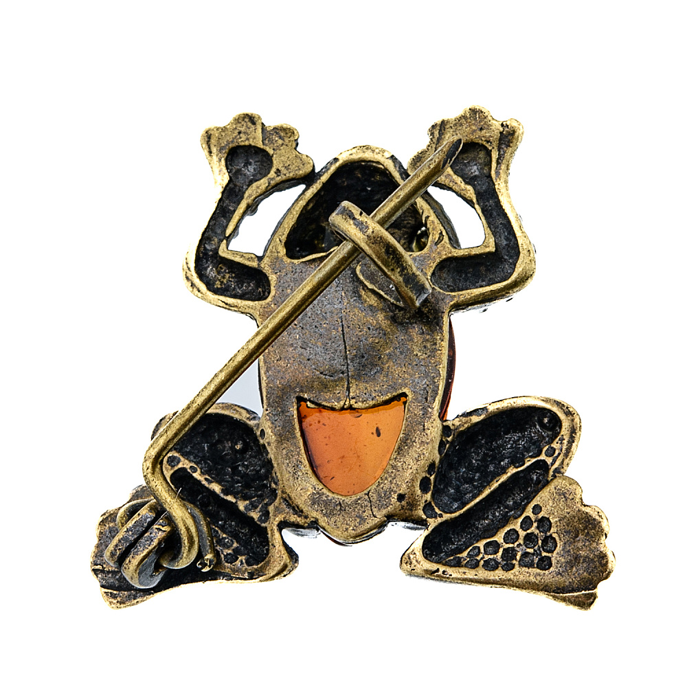 Брошь с янтарной вставкой «Лягушка» - интернет магазин Русь Велика я фото 1