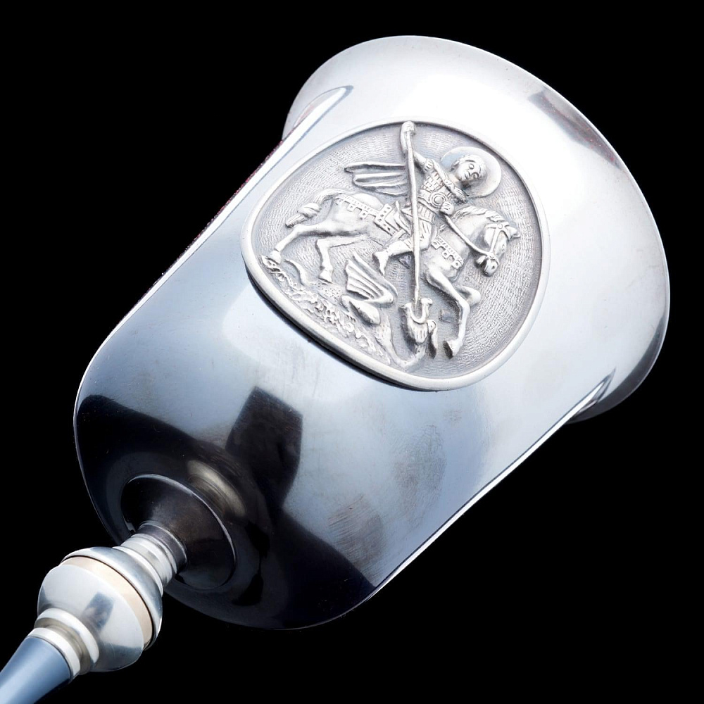 Кубок «Георгий Победоносец с гербом РФ» в подарочной шкатулке из дерева - интернет магазин Русь Велика я фото 4