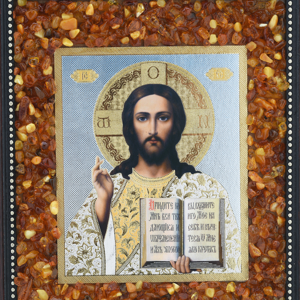 Икона янтарная «Господь Вседержитель» 22х19 см - интернет магазин Русь Велика я фото 2