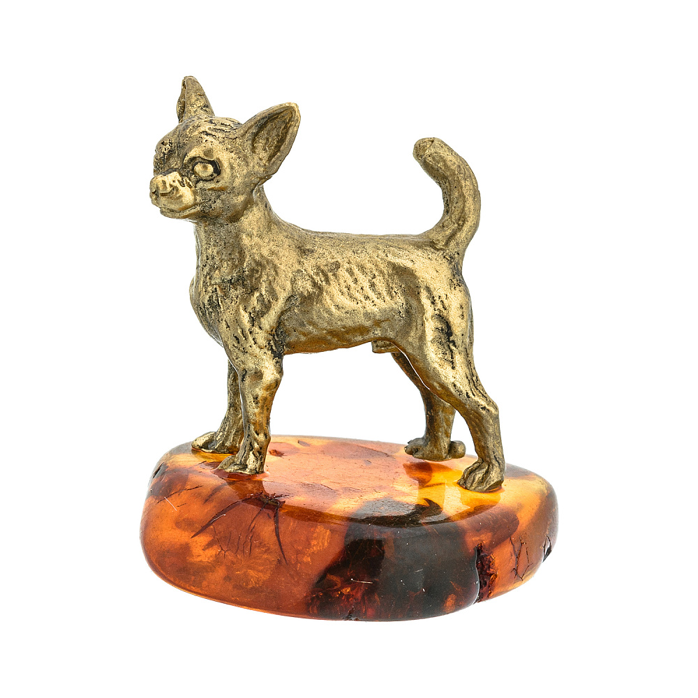Статуэтка с янтарем «Собака чихуахуа» - интернет магазин Русь Велика я 