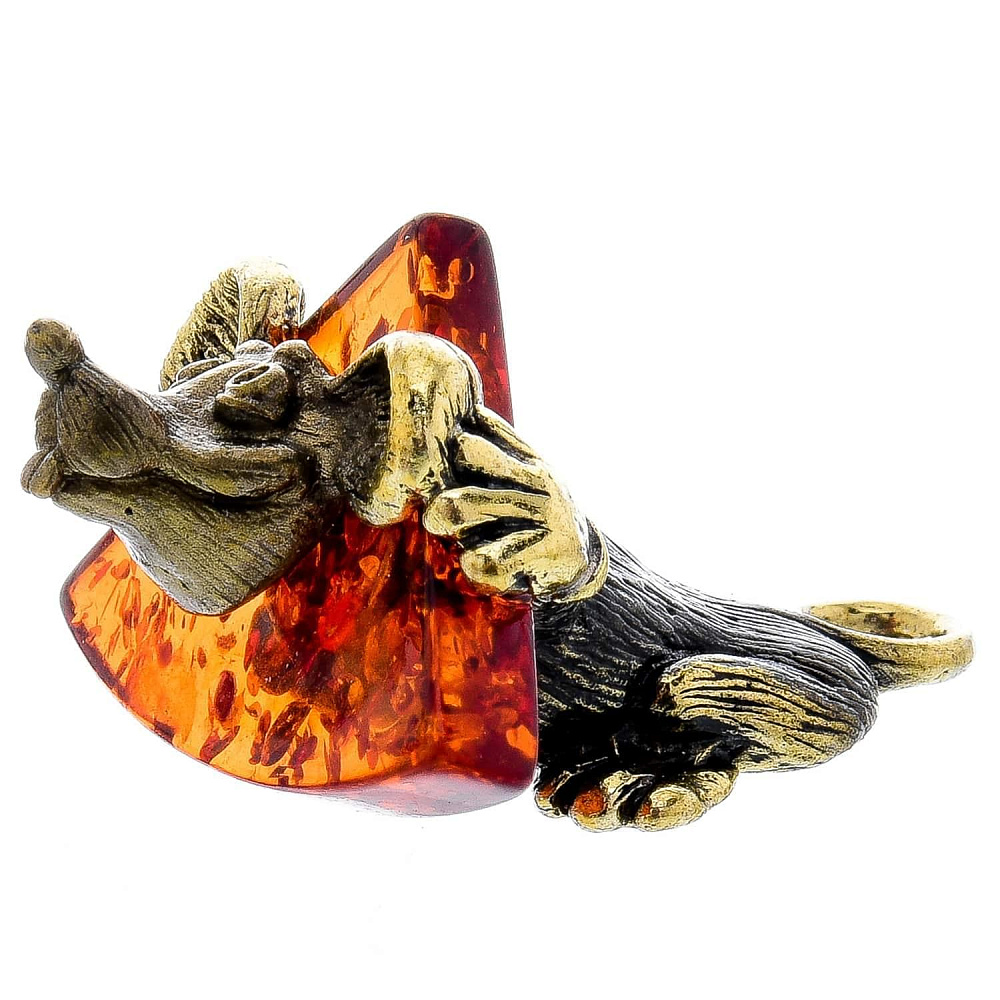 Статуэтка с янтарем «Мышь в сыре» - интернет магазин Русь Велика я 