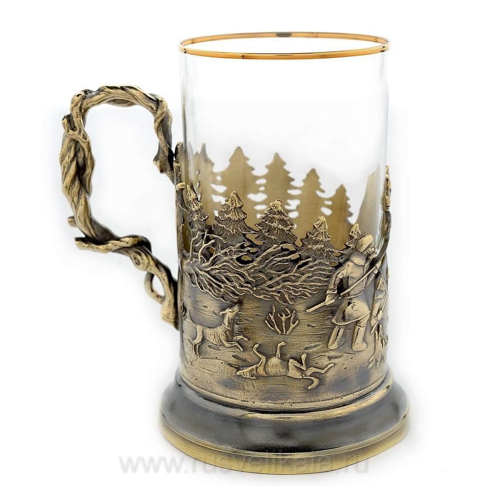 Подстаканник «Охота на медведя». Художественное литье - интернет магазин Русь Велика я фото 2