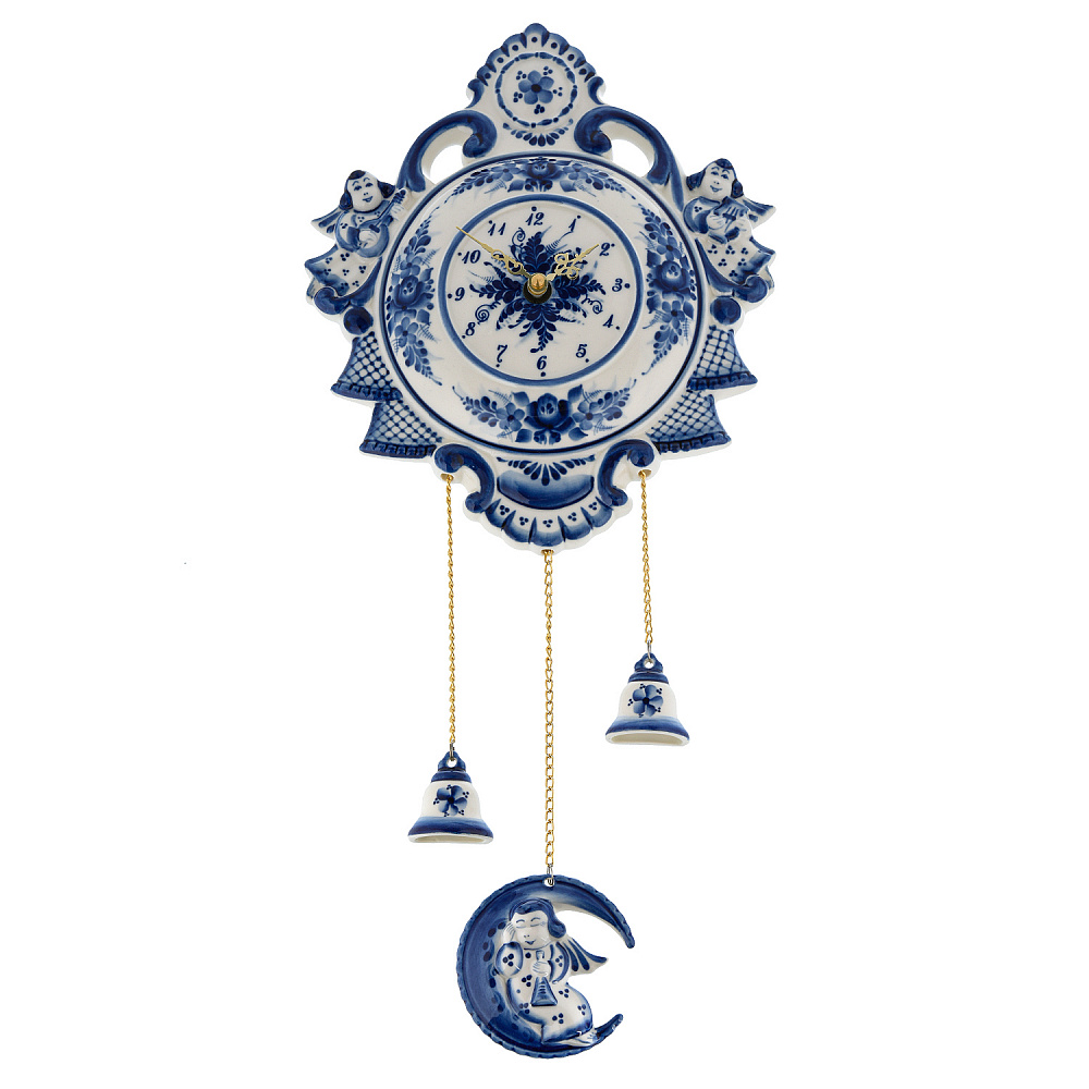 Часы настенные «Ночка». Фарфор Гжель - интернет магазин Русь Велика я 
