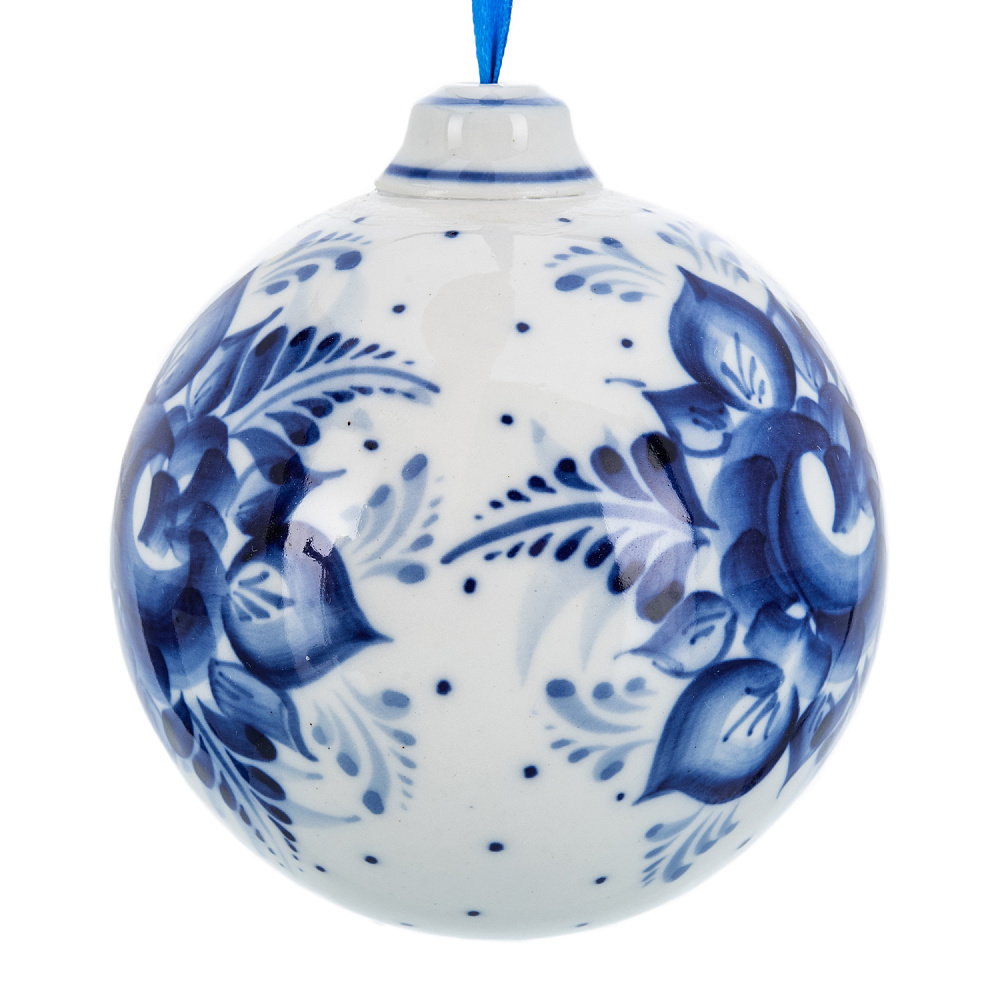 Новогодний елочный шар. Гжель - интернет магазин Русь Велика я фото 3