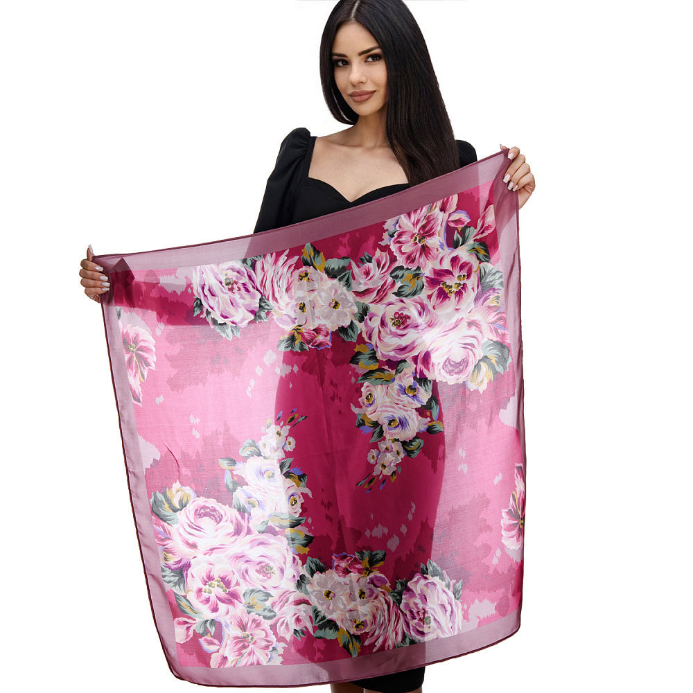 Платок ПавлоПосадский шелковый «Коварство и любовь» 89х89 см - интернет магазин Русь Велика я фото 5