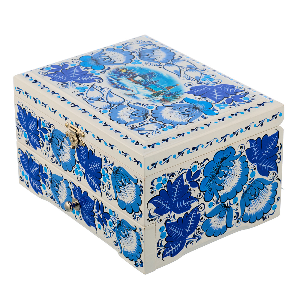 Шкатулка под украшения «Сюжет». Хохлома - интернет магазин Русь Велика я фото 1