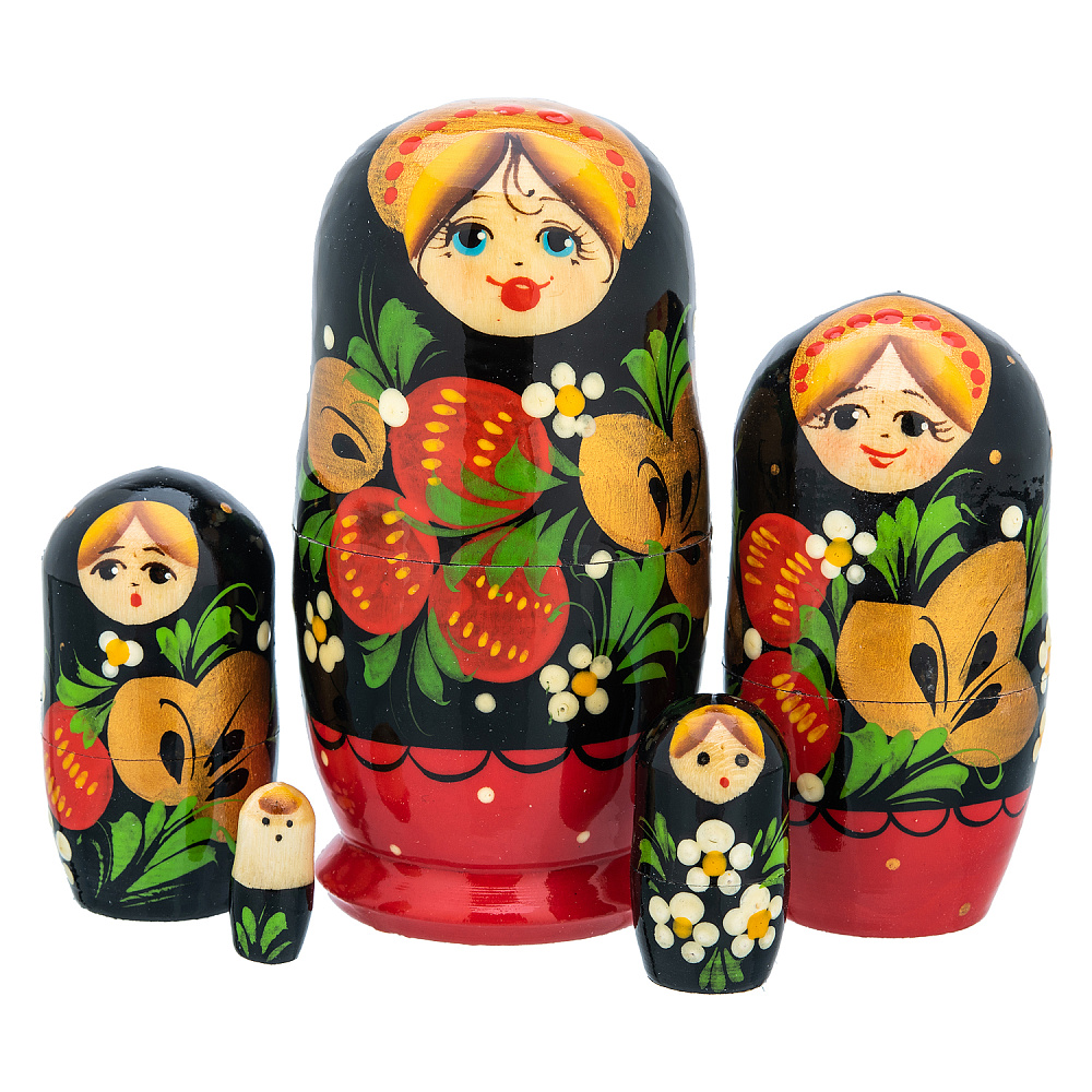 Матрешка «Клубника» 5 мест - интернет магазин Русь Велика я 