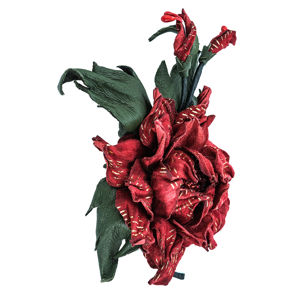 Брошь из натуральной кожи «Цветок» - интернет магазин Русь Велика я фото 1