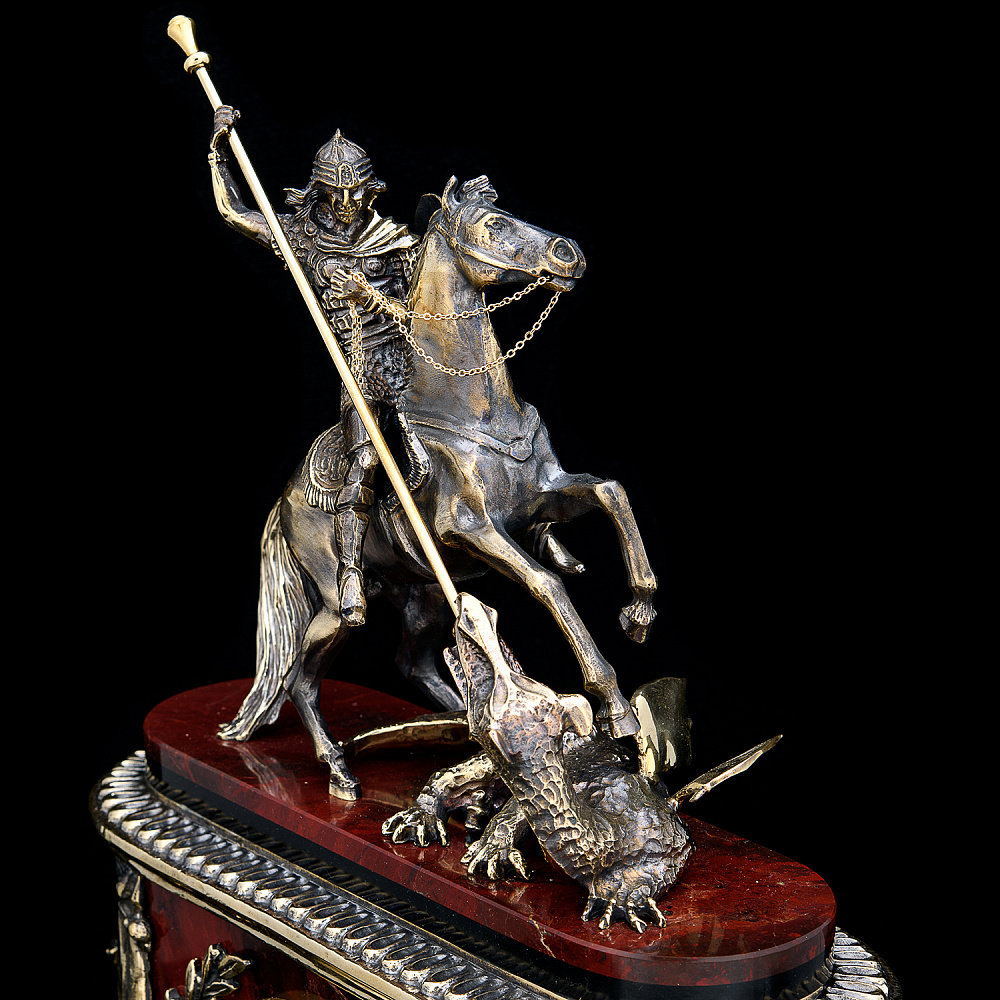 Часы каминные «Георгий Победоносец». Яшма - интернет магазин Русь Велика я фото 3