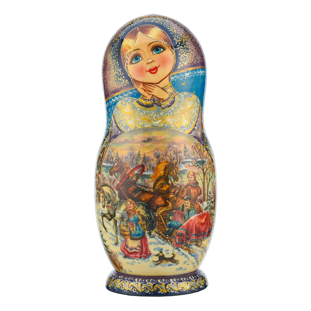 Матрешка «Гуляние. Зима» 10 мест - интернет магазин Русь Велика я фото 1