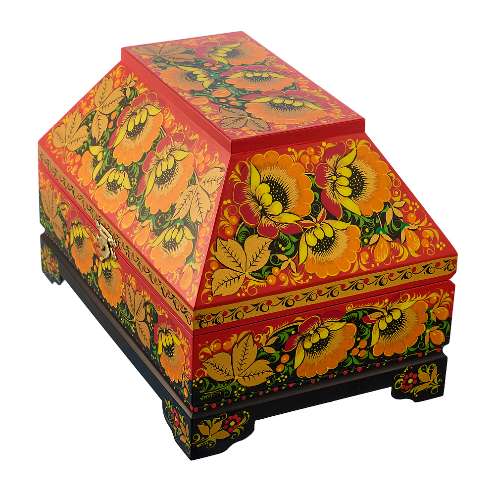 Ларец музыкальный «Цветы». Хохлома - интернет магазин Русь Велика я фото 1