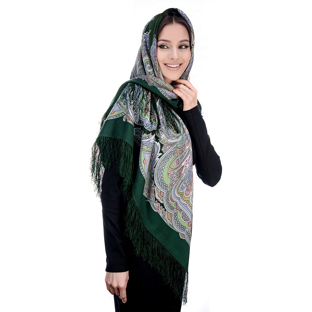 Платок ПавлоПосадский шерстяной «Предчувствие весны» 125х125 см - интернет магазин Русь Велика я фото 6