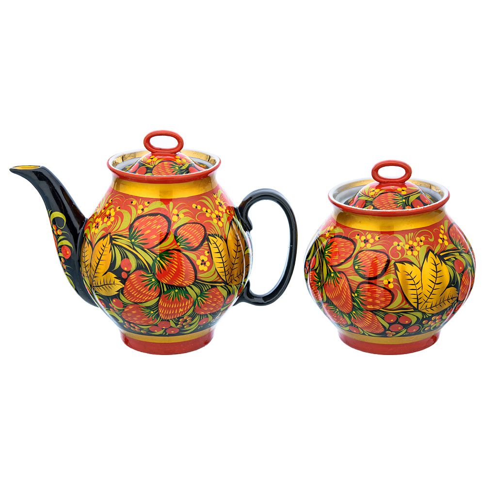 Самовар электрический 3 л с сервизом «Клубника». Хохлома - интернет магазин Русь Велика я фото 5