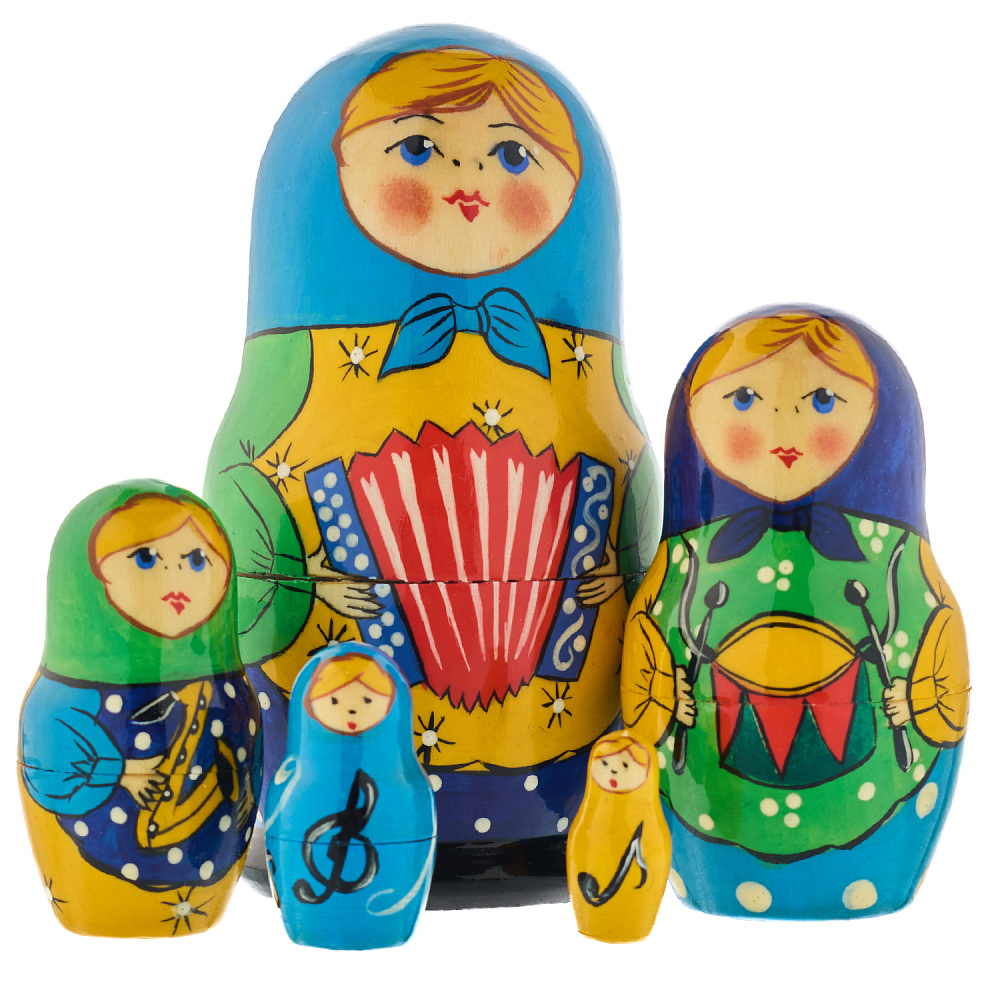 Матрешка «Традиционная с гармошкой» 5 мест - интернет магазин Русь Велика я 