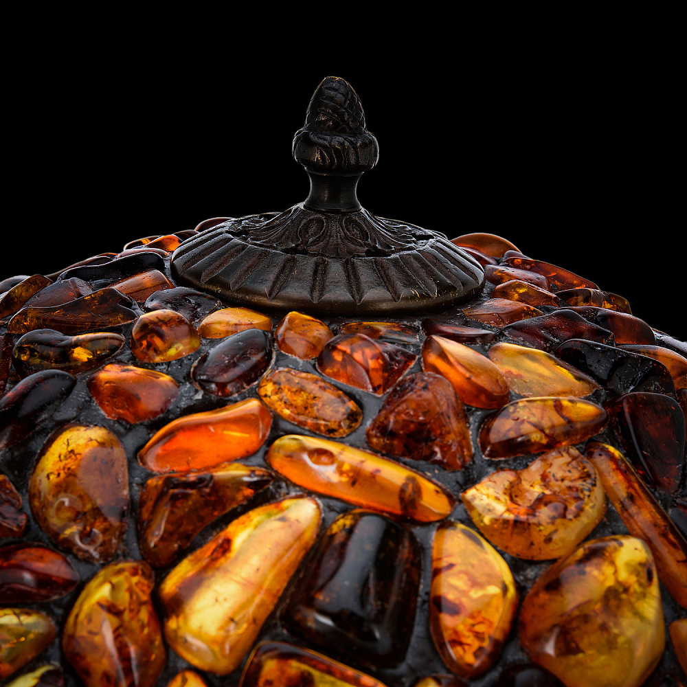 Настольная лампа из янтаря и бронзы. Высота 50 см - интернет магазин Русь Велика я фото 4