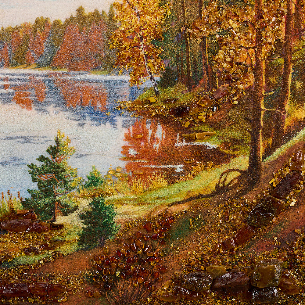 Картина янтарная «На берегу реки» 60х80 см - интернет магазин Русь Велика я фото 3