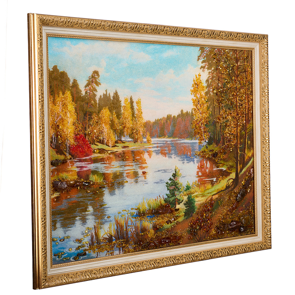 Картина янтарная «На берегу реки» 60х80 см - интернет магазин Русь Велика я фото 4