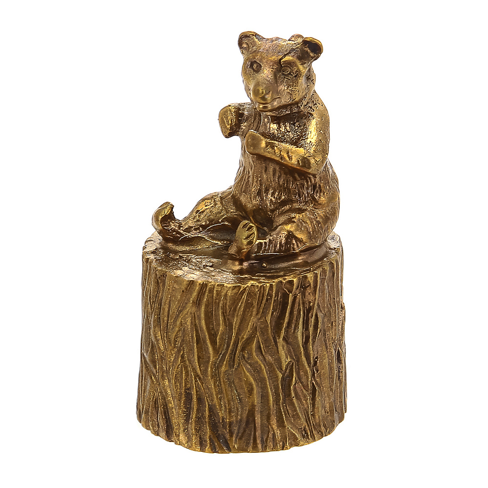 Бронзовый колокольчик «Медведь на пеньке» - интернет магазин Русь Велика я 