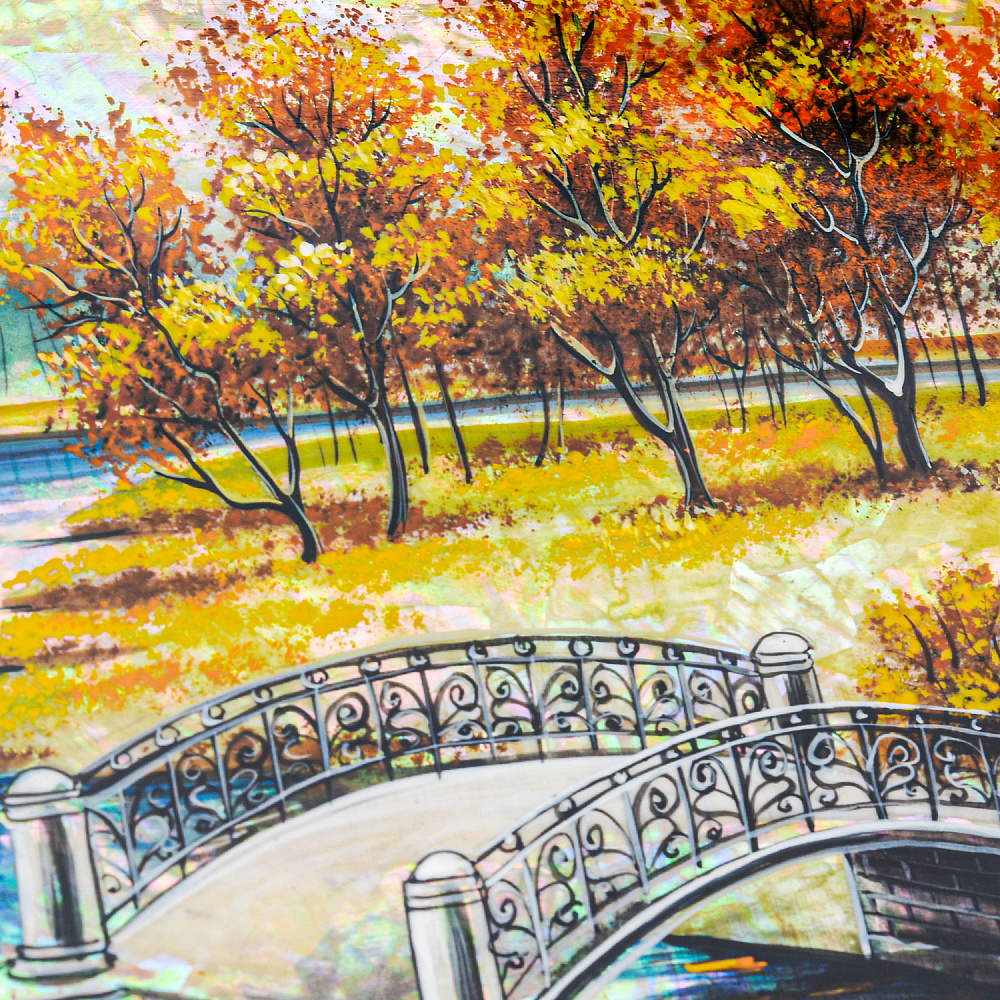 Картина на перламутре «Осень. Мостик» 45х35 - интернет магазин Русь Велика я фото 2