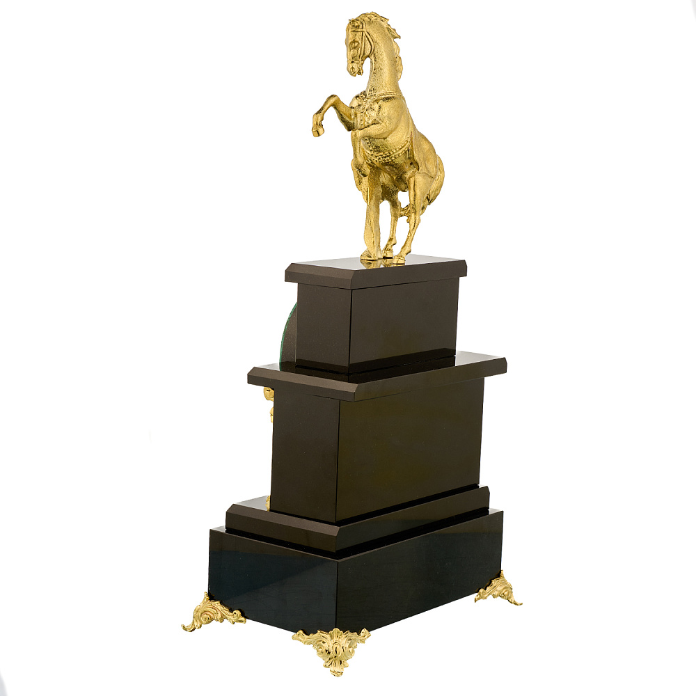 Лошадь Символ 2026 года. Часы настольные из малахита «Конь». Златоуст - интернет магазин Русь Велика я фото 4