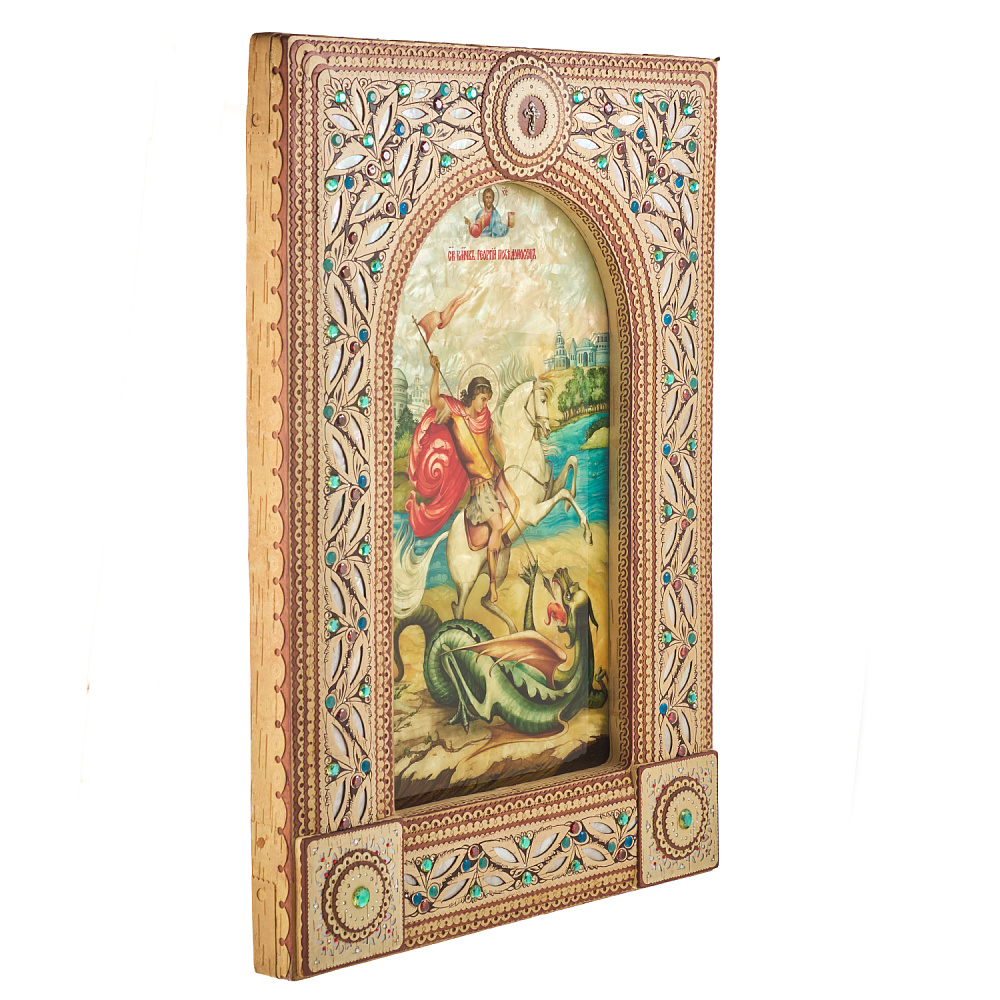 Икона из бересты «Георгий Победоносец» 43х62 см - интернет магазин Русь Велика я фото 9
